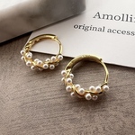 【つけっぱなし OK / S925】パールフープピアス/シルバー925ピアス つけっぱなしピアス ゴールドピアス パールピアス ワンタッチピアス ウェディングピアス フープピアス ギフト