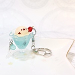 冬限定☆北国の冬景色のクリームソーダ『冬湖』（ブルーグリーン）キーホルダー