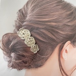 水引き髪飾り (ベージュ) 3連　梅結び　コーム　結婚式 留袖　ヘアアクセサリー