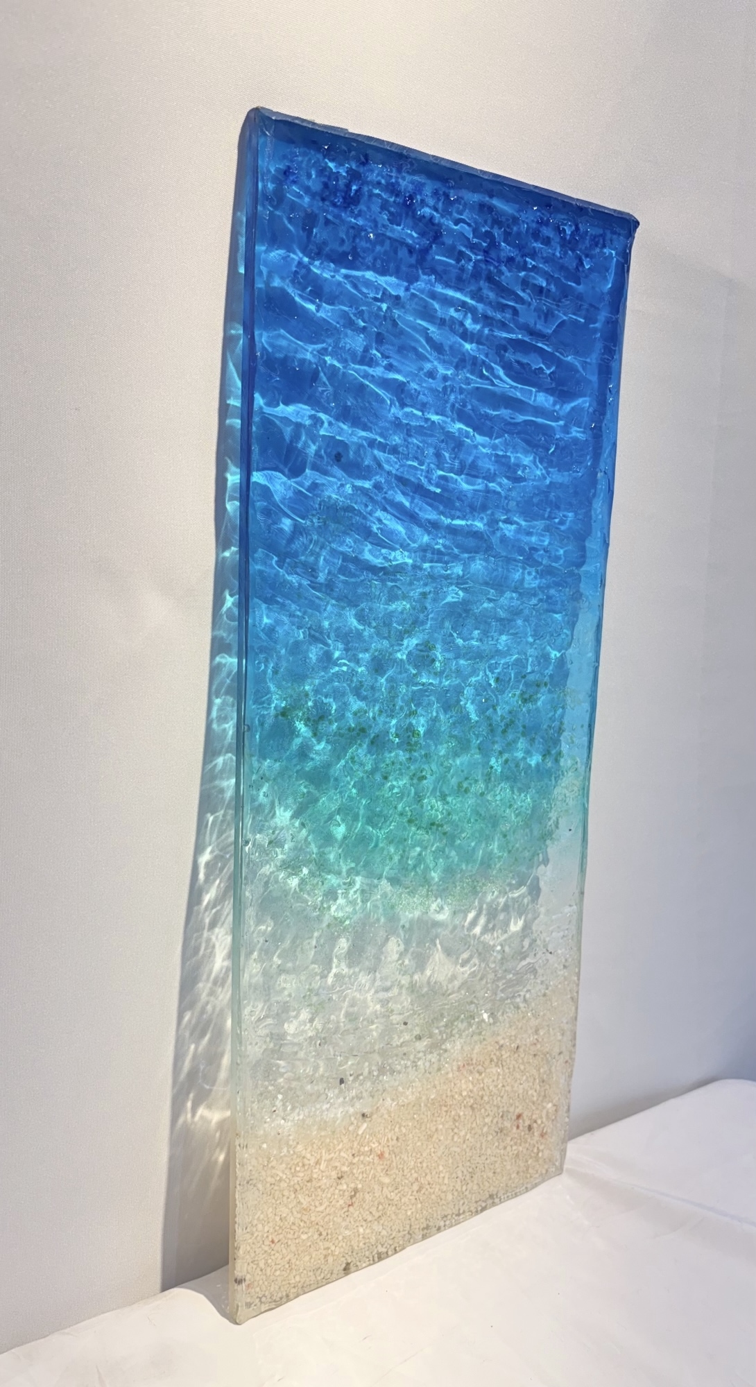 現品　アートパネル  エメラルドラグーン　浅瀬の珊瑚礁　波紋　タイプH 50cm×19.5cm