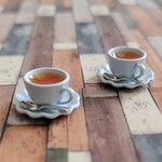 限定　シンプル 陶器みたいなティーカップとソーサーセット(淡いブルー)