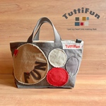 tuttifun＊Circle Pattern Square-Bottom Canvas Tote     A236