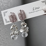 アクリルカボションピアス  じゃらじゃらピアス  シルバーピアス クリアビーズ