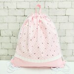 ランドセル上から背負える　ナップサック型体操服袋　ループ付き　ピンクバイヤスチェックチェリー　新学期用　入園入学準備　紐長め　#大きめ体操服袋　#さくらんぼ体操服袋