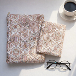 インド刺繍生地で仕立てた特別なブックポーチと文庫本カバーシュガー／2点セット	