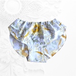 ふんどしパンツ 単品　草花　薄グレー×黄色花　立体裁縫　リラックスショーツ　ふんどしショーツ　