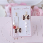 プチいちご🍓リボンとパールのロングピアス/イヤリング