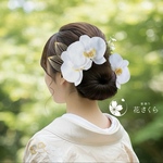   【気高く美しい】凛とした胡蝶蘭の髪飾り#03/成人式/卒業式/結婚式/前撮り/和装　ヘッドドレス　ウエディング  髪飾り　ブライダル　タッセル　ホワイト　
