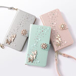 パールカラー 蝶 手帳型スマホケース 全6色 ほぼ全機種対応  iPhoneケース アンドロイド スマホカバー AQUOS arrows Galaxy #nn00000275