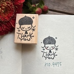 スタンプ　No. 9475 thank youどんぐり帽子の女の子