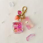 KOHAKUTO POT♡ピンクベア🍒　　　　シャカシャカ　キーホルダー　レジン　アニマル　スイーツ　プレゼント　ミニチュア　フェイクスイーツ　琥珀糖　ピンク　　さくらんぼ　いちご　　フルーツ