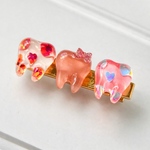 歯　バレンタイン　リボン　ハート　チャーム　ヘアクリップ　ピアス　スタッド　サージカルステンレス　アレルギー対応　プレゼント　ギフト　冬