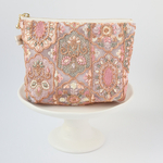 Cマチ付き　14cmファスナー　インド刺繍生地 