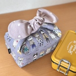 YUWAおしゃれ猫 グレー＊保冷保温  ＊丸いリボンのお弁当袋＊