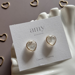 puku heart🤍ホワイト ピアス(ネジバネイヤリング)