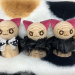 ちびねこけし（6.5cm）黒色耳 飾り付き