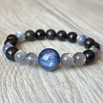 未来を見通す石で成功を収めるパワーストーンブレスレット/カイヤナイト・ラブラドライト・ゴールデンオブシディアン/天然石/天然石ブレスレット/パワーストーン ブレスレット