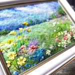 新作「野花の草原」羊毛フェルト風景画フレーム
