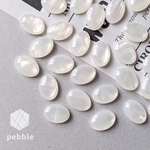 【10pcs】シェル風 樹脂カボション オーバル ホワイト CB-031