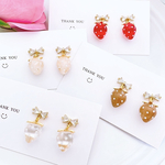 大人可愛い💝 いちご🍓 ジルコニア✨️ リボン🎀꙳.* 春 🌸苺🍓 ピアス レディース アクセサリー