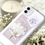 『かわいい♡を持ち歩く』スマホブーケ✧インナーシート✧くすみピンク✧ホワイトブーケ　あじさい　かすみ草