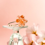 肌に溶けるピンク うるおいガラスの春リング  指輪　桜　コーラルピンク　オープンリング