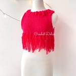ザクザクフリンジのニットトップス