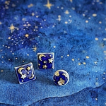 【新作】春の星空モチーフ･シン･3粒シリーズ（美濃焼×星×月）ピアス  イヤリング 送料無料