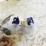 ミンクファーbijouflowerピアス グレー