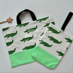 new//ワニくん ハンドメイド レッスンバック上履き袋 2点set