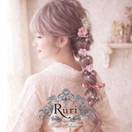 ガーリーリボンのプチフルールシュフティ*　ヘアアクセサリー　髪飾り　結婚式　ウェディング　成人式　振袖　卒業式　袴　七五三　浴衣　着物　紫陽花　子供　アジサイ　プリザーブドフラワー