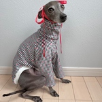 オーダー犬服 とろける両面ファー ギンガムチェック×プチハート ブラック