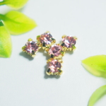 【3mm　約100個】  ゴールド台座付き クリスタル ライトローズ
