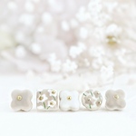 【花】くすみ グレージュ 美濃焼  イヤリング 花 ピアス 花 小陶器 パール  小ぶりピアス 小ぶりイヤリング春