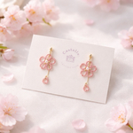 タティングレースの揺れる桜 イヤリング・ピアス｜大人の淡ピンク