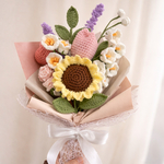 【枯れないお花】毛糸の花束　ニットフラワー　記念日　卒業式　贈り物　ひまわり　チューリップ　すずらん　ミニバラ