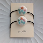 刺繍ヘアゴム🌷　no.1924   くるみボタン  💛送料無料💛　
