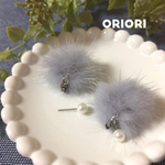 【お試し価格】秋冬ふわふわ ミンクファー キャッチ ピアス