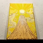 風水開運絵画＊日の出金富士〜昇龍飛翔鳳凰〜金運　活力　出世財運　夫婦　縁結び　開運インテリア　新年　お正月飾り　富士山　龍と鳳凰　金龍　昇り龍　黄金富士　日本　　日の出　スピリチュアルアート　原画