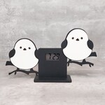 シマエナガ 置き時計 デジタル 木製 ハンドメイド 2羽 ナチュラル インテリア