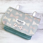 再再販 ＊移動ポケット＊送料込み　リボン柄ミント×スモーキーブルー