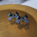 4pcs)4154)インポートピアス)black ribbon)#3j