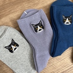 人気⭐︎毛並みまで感じる猫さん刺繍のソックス『サスケSASUKE』フリルなし
