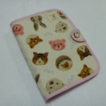 １５８．pon動物フェイス柄の母子手帳ケースS　ピンク　通帳＆カードケース　再販３