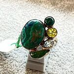 シルバーリング 指輪 13号 14号 15号 16号17号 18号 サイズ調整可能 シルバー925クリソコラ ペリドット アクアマリン 天然石 ハンドメイド 一点もの 手作り ユニセックス メンズ