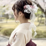 成人式  髪飾り　＊ふんわりリボン＊　キュートなヘッドドレス　❤︎ かすみ草  ユーカリ　袴  振袖  ウェディング　結婚式　✽.｡.:*リボンのカラー変更可能❁.｡.:*:.｡