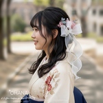 成人式 髪飾り＊ふんわりリボン＊キュートなヘッドドレス❤︎かすみ草 プリザーブドフラワー 袴 振袖 ウェディング　結婚式