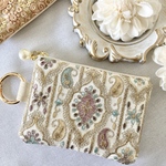 《new》🥀インド刺繍　インド刺繍ポーチ　インド刺繍ミニポーチ　コスメポーチ　モバイルポーチ　ポーチ　カード入れ　ギフト　フェイクレザー　