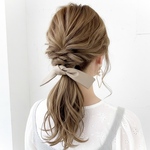 【ベージュ】レザー調 ワイヤーリボン  /ワイヤーポニー  ヘアワイヤー  ヘアアクセサリ
