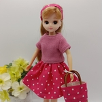 リカちゃん水玉5点セット　水玉シリーズ　リカちゃんドット　リカちゃんピンク水玉　リカちゃんピンク　リカちゃん水玉　ドール水玉　ドールドット　ドールピンク水玉